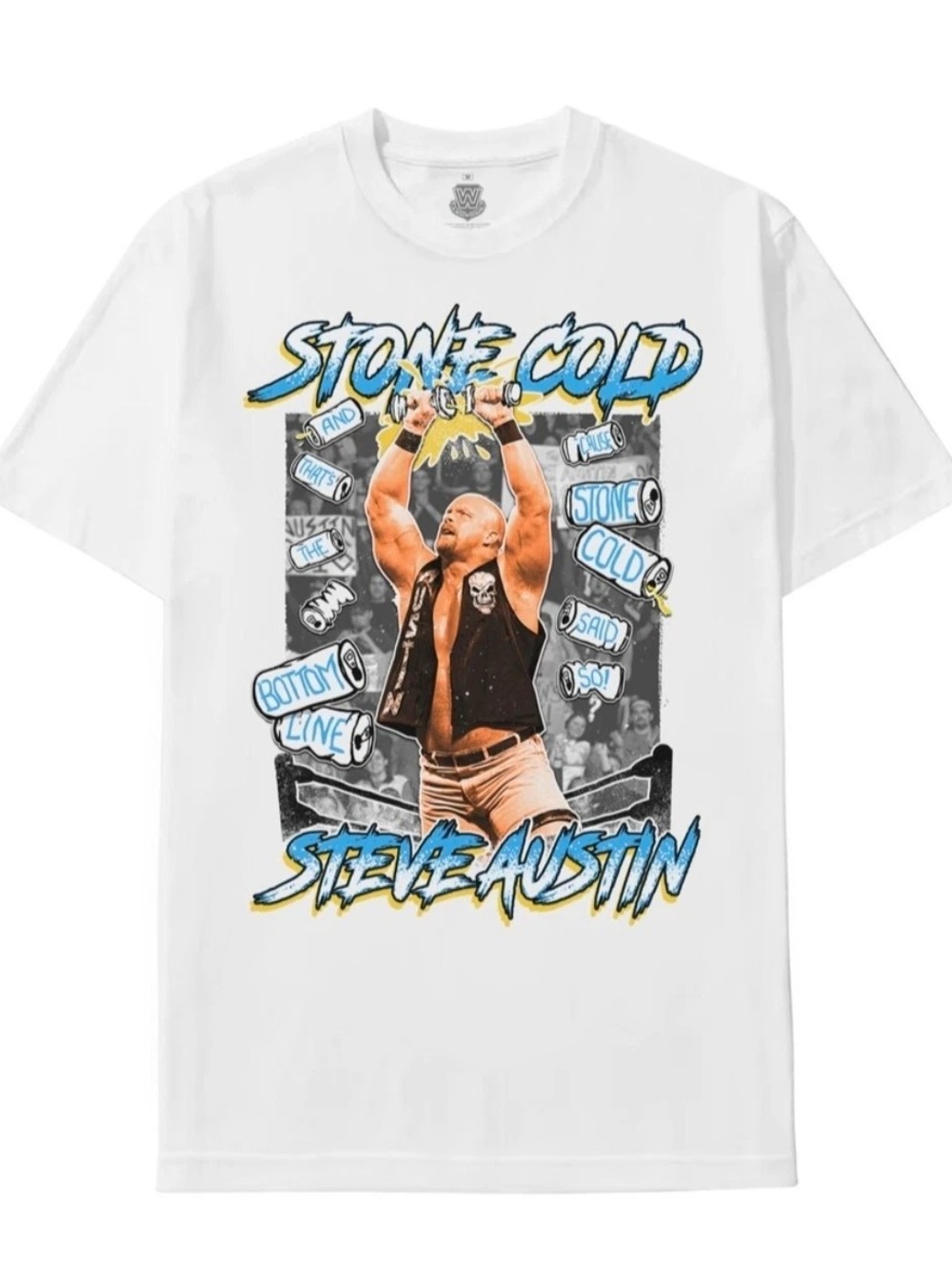 WWE Stone Cold Steve Austin Mens T-Shirt Ripple Junction Superimposed Size Small